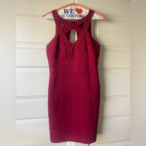 Windsor Deep Red Cross-Front Mini Dress